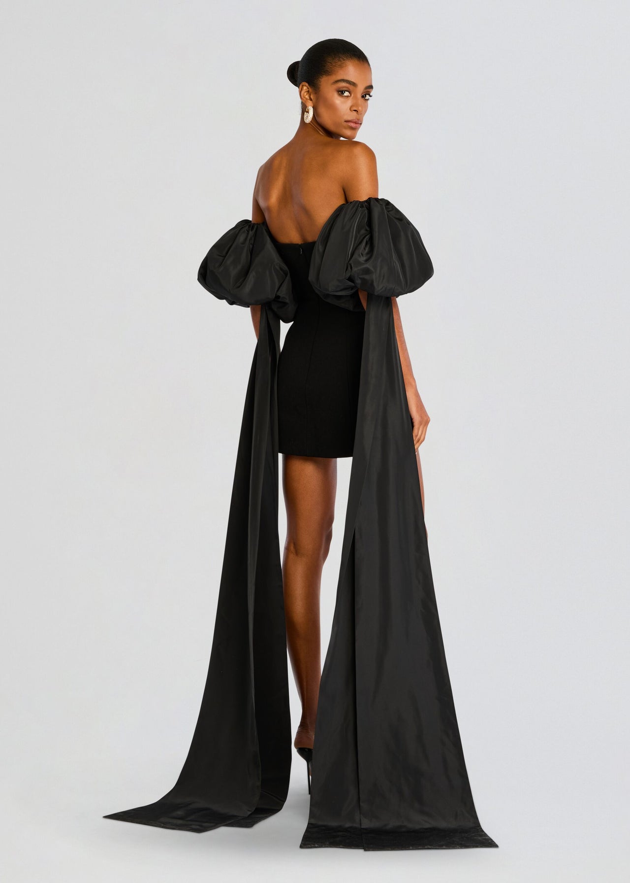 Laurent Mini Button Dress with Black Plumes Retrofete Laurent Mini Button Dress with Black Plumes Retrofete