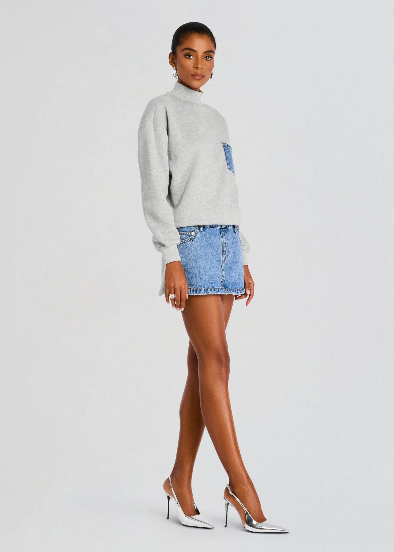 ser.o.ya marley terry denim sweater dress Seroya Marley Terry Denim Sweater Dress In River - 30% Off