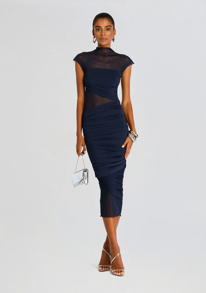 Tabitha Mesh Ruched Midi Dress – Retrofete