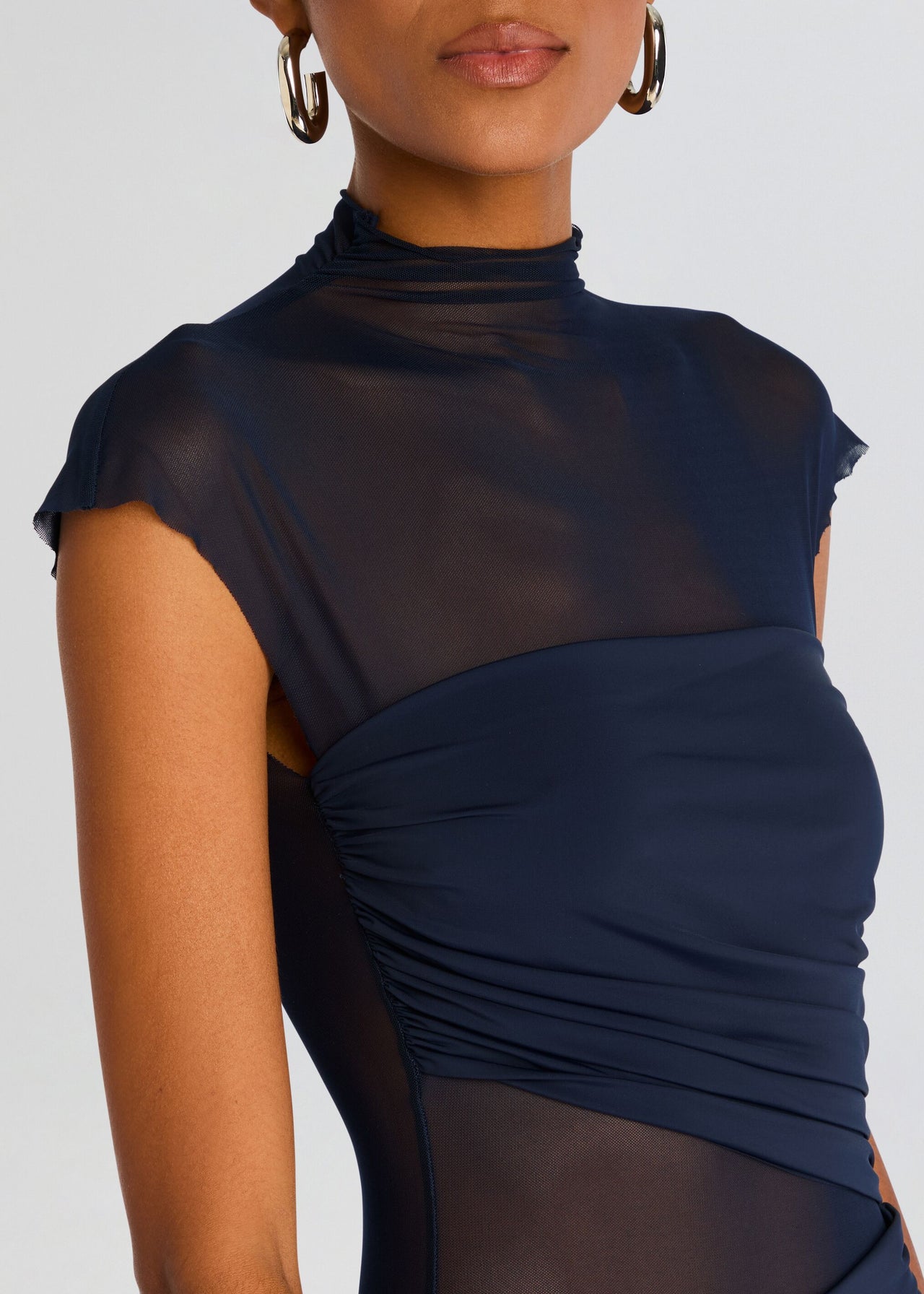 Tabitha Mesh Ruched Midi Dress – Retrofete