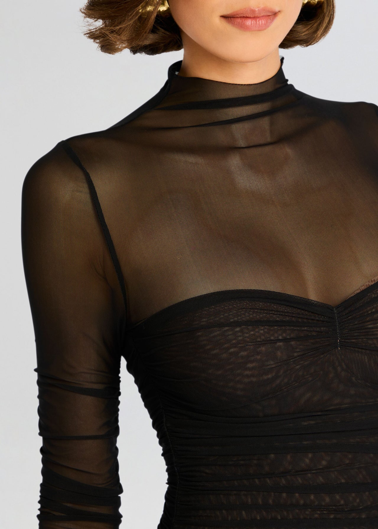 Trina Mesh Ruched Midi Dress Retrofete Trina Mesh Ruched Midi Dress Retrofete