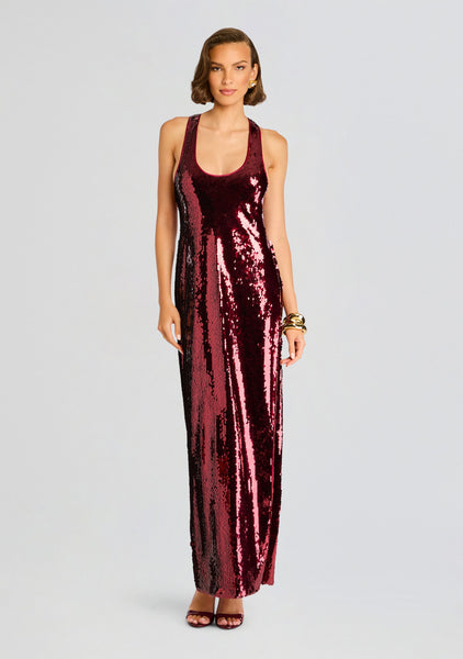Retrofete Bella Sequin Dress in Burgundy