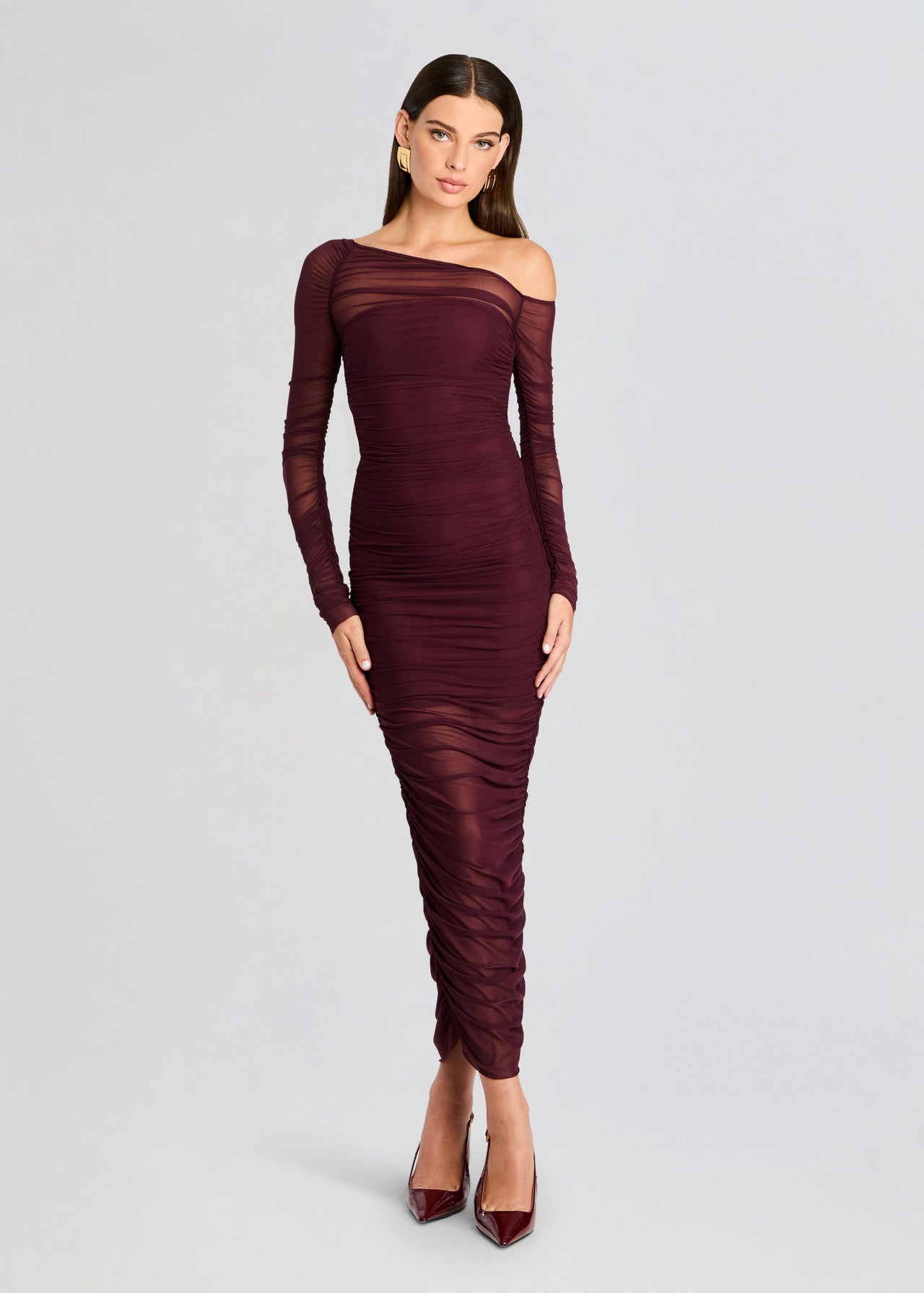 chantae mesh dress Chantae Mesh Dress Merlot / XS