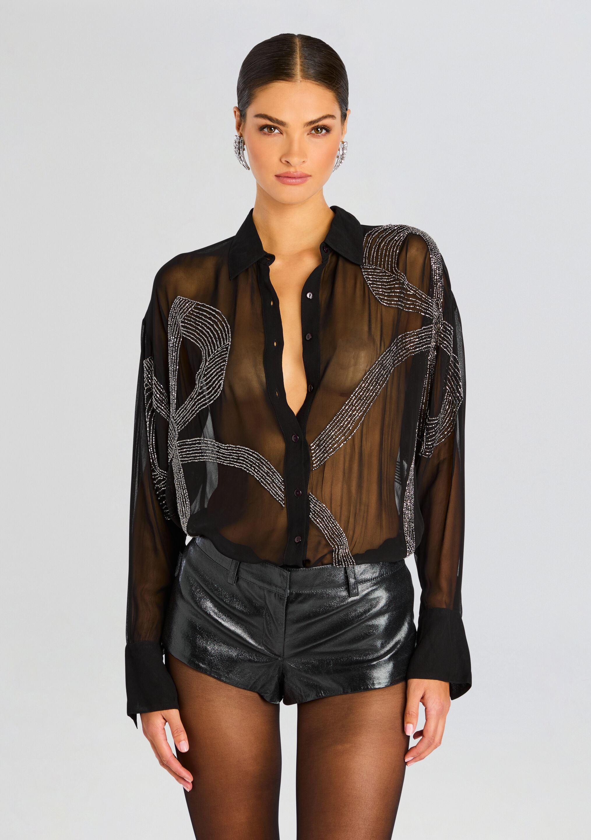 【FETICO】EMBROIDERED SHEER SHIRT EMBROIDERED SHEER SHIRT(36 WHITE): FETICO: WOMENS｜ STUDIOUS