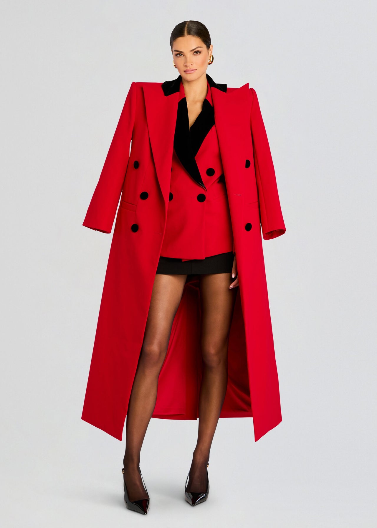 black and champagne formal dresses Men's Two Button Notch Lapel Tuxedo Jacket in Red & Black 56 Regular / Red main image 1