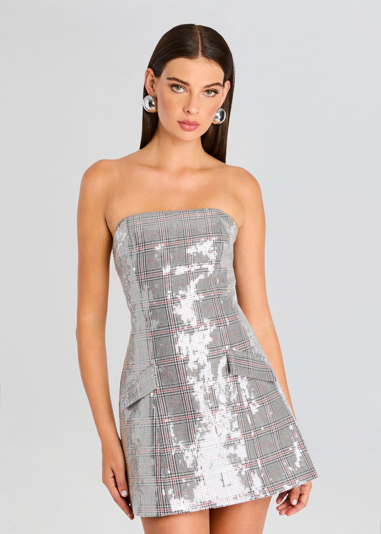 grey plaid dresses Crowne Sequin Dress – Retrofete