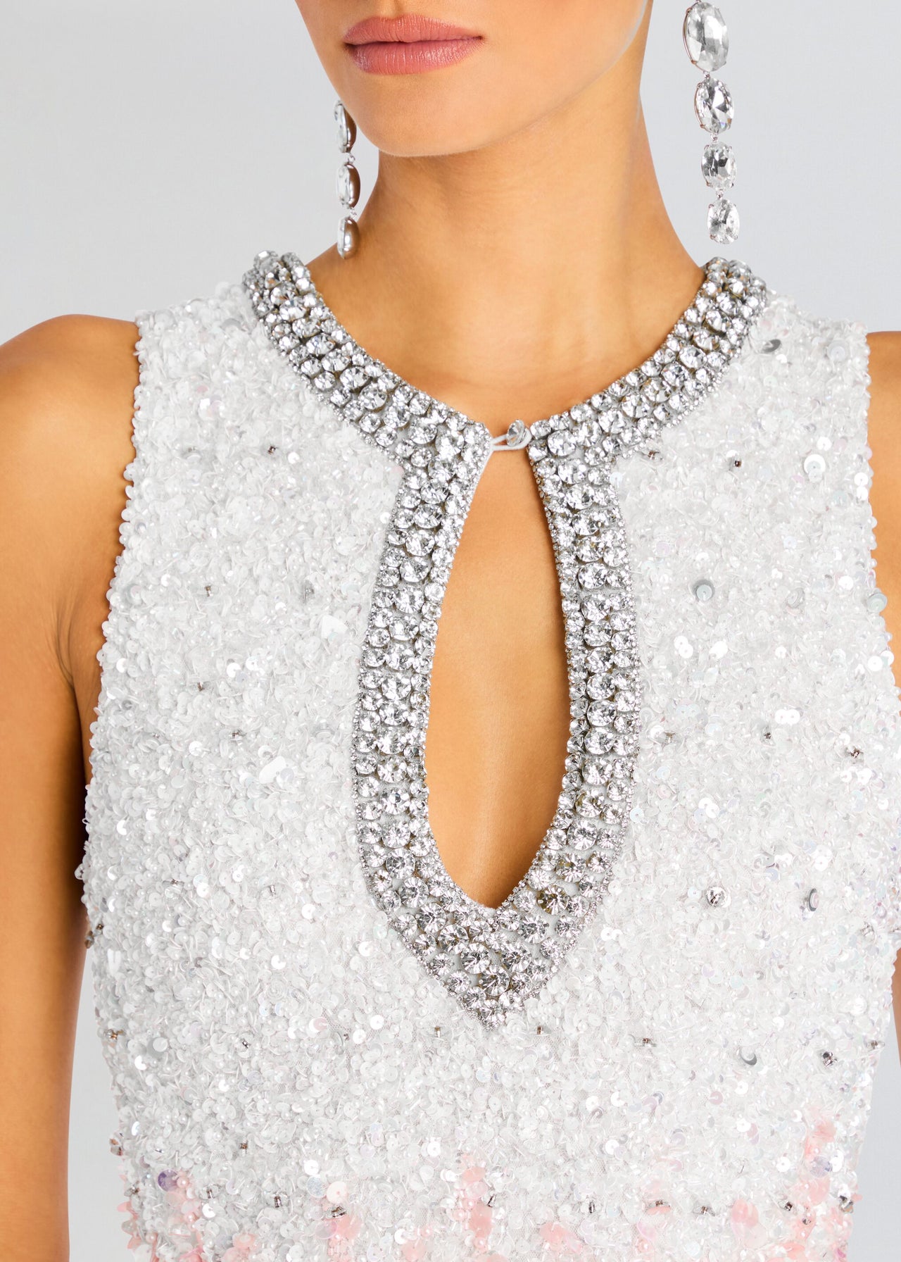 julianna sleeveless sequin party dress Julianna Maxi Dress, in White Fringe Sequins, Size: Medium
