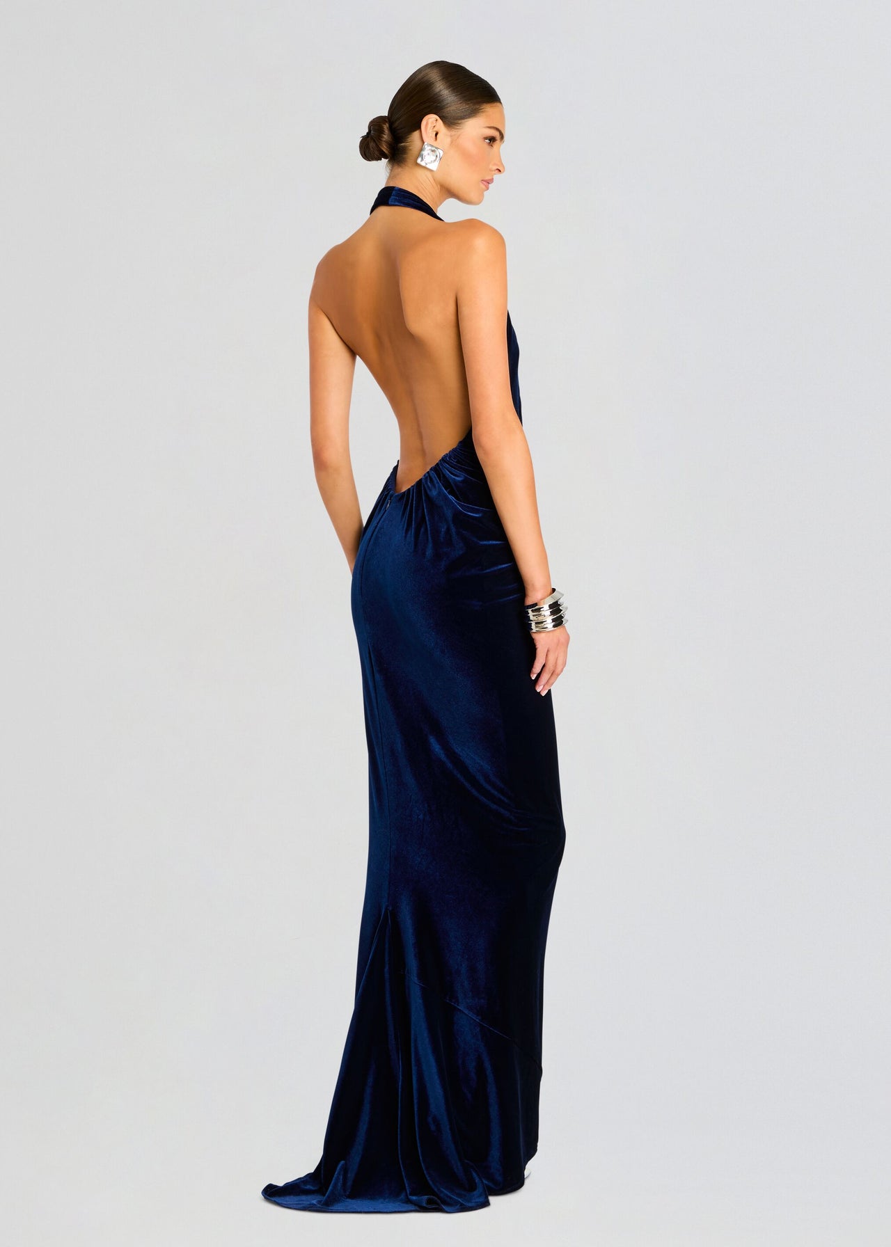 royal blue and silver prom dress Dahlia Royal Blue Mermaid Strapless Sequins Long Prom Dress with Slit main image 1