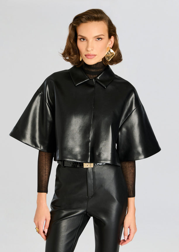 Adi Vegan Leather Cropped Jacket