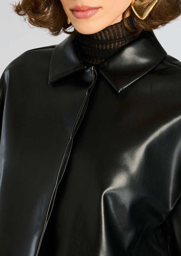 Adi Vegan Leather Cropped Jacket