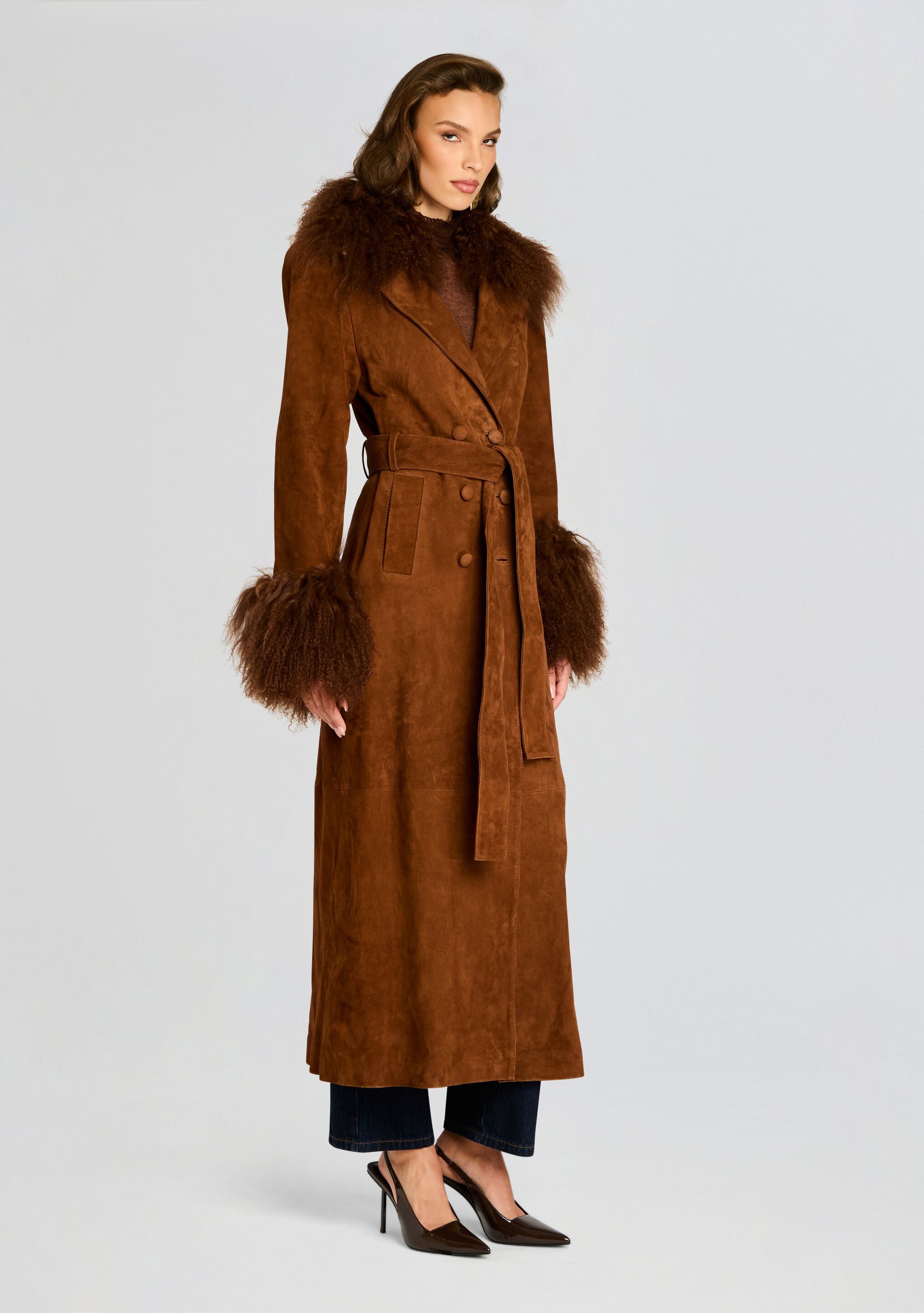 Shops fur trench coat