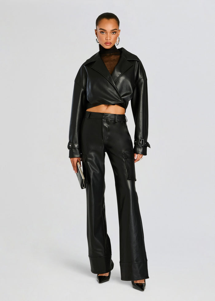 Koda Vegan Leather Cropped Trench