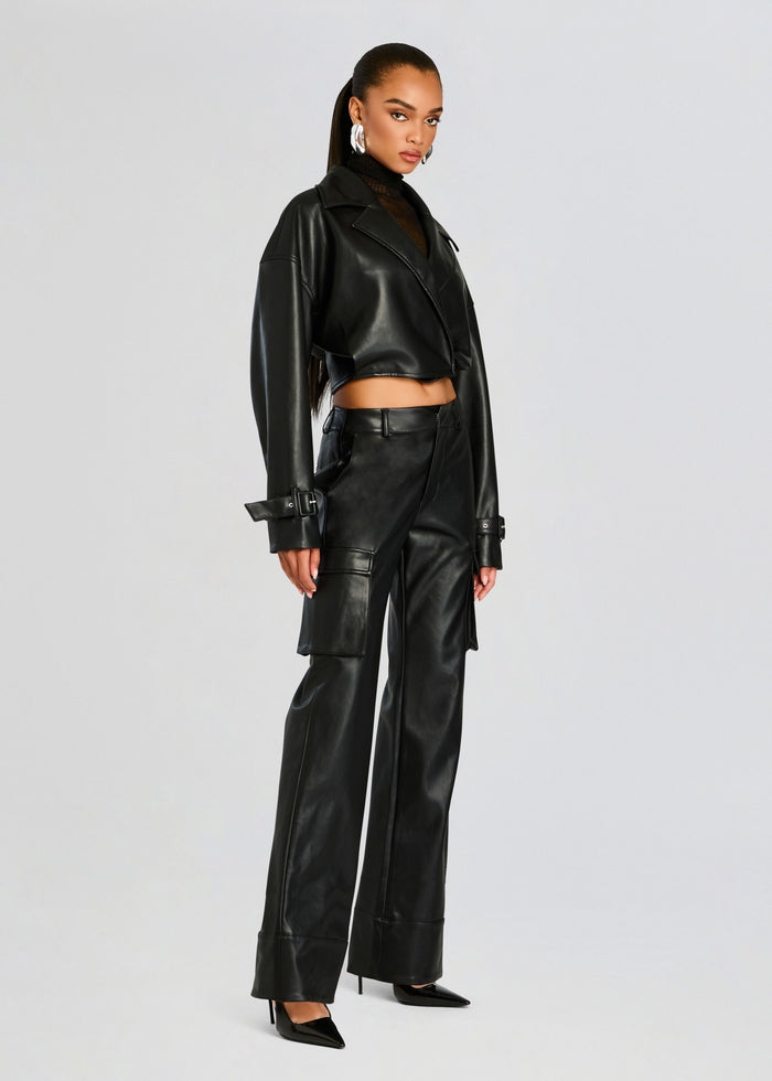 Koda Vegan Leather Cropped Trench