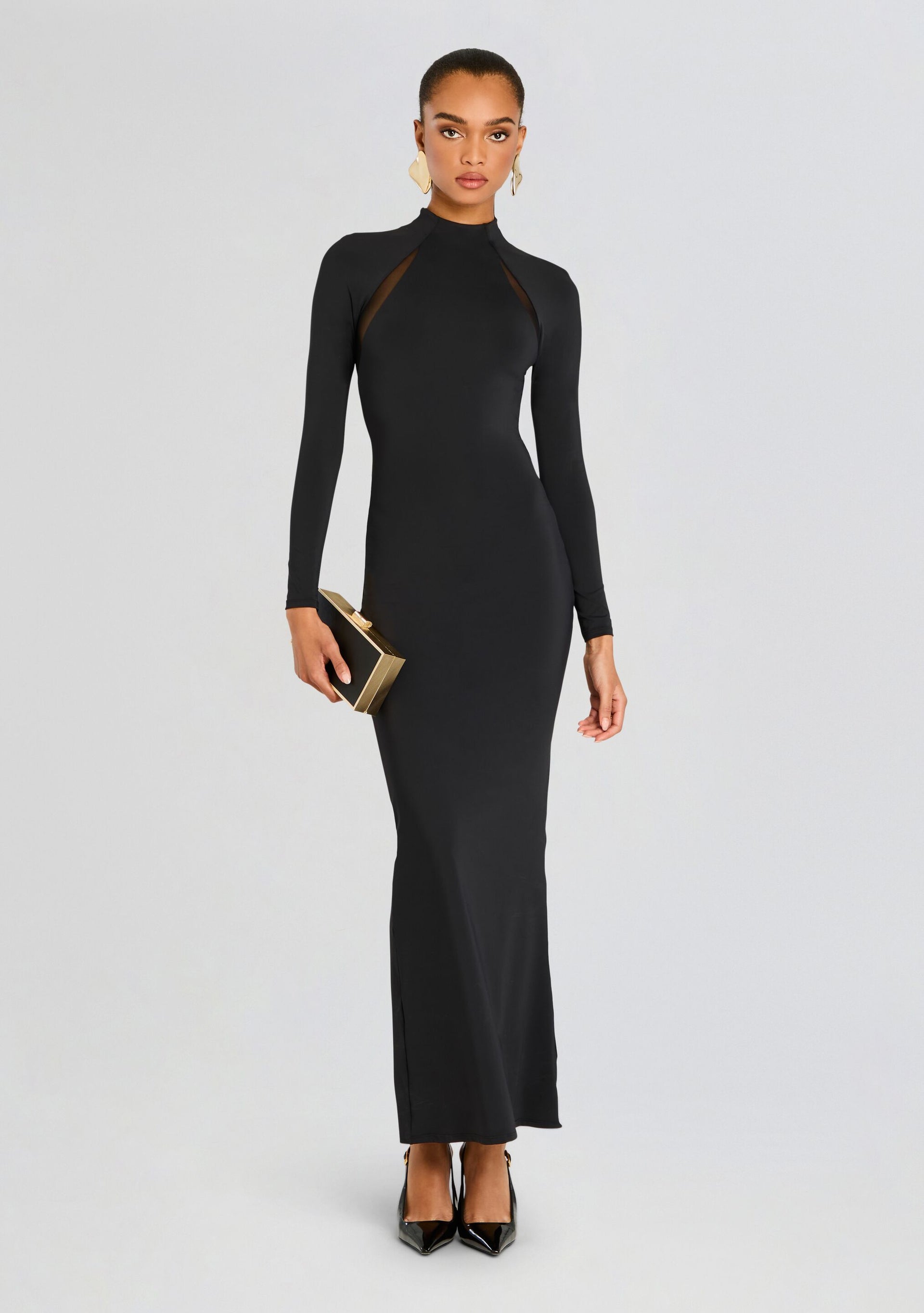 knee length dresses for ladies Amelie Mesh Maxi Dress Coffee / M