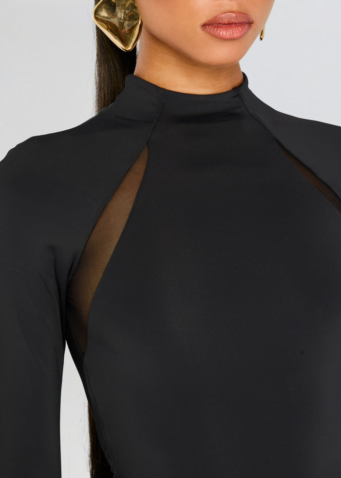 Krystal Maxi Dress with Mesh Paneling