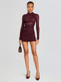 Moxey Ruched Mesh Mini Dress