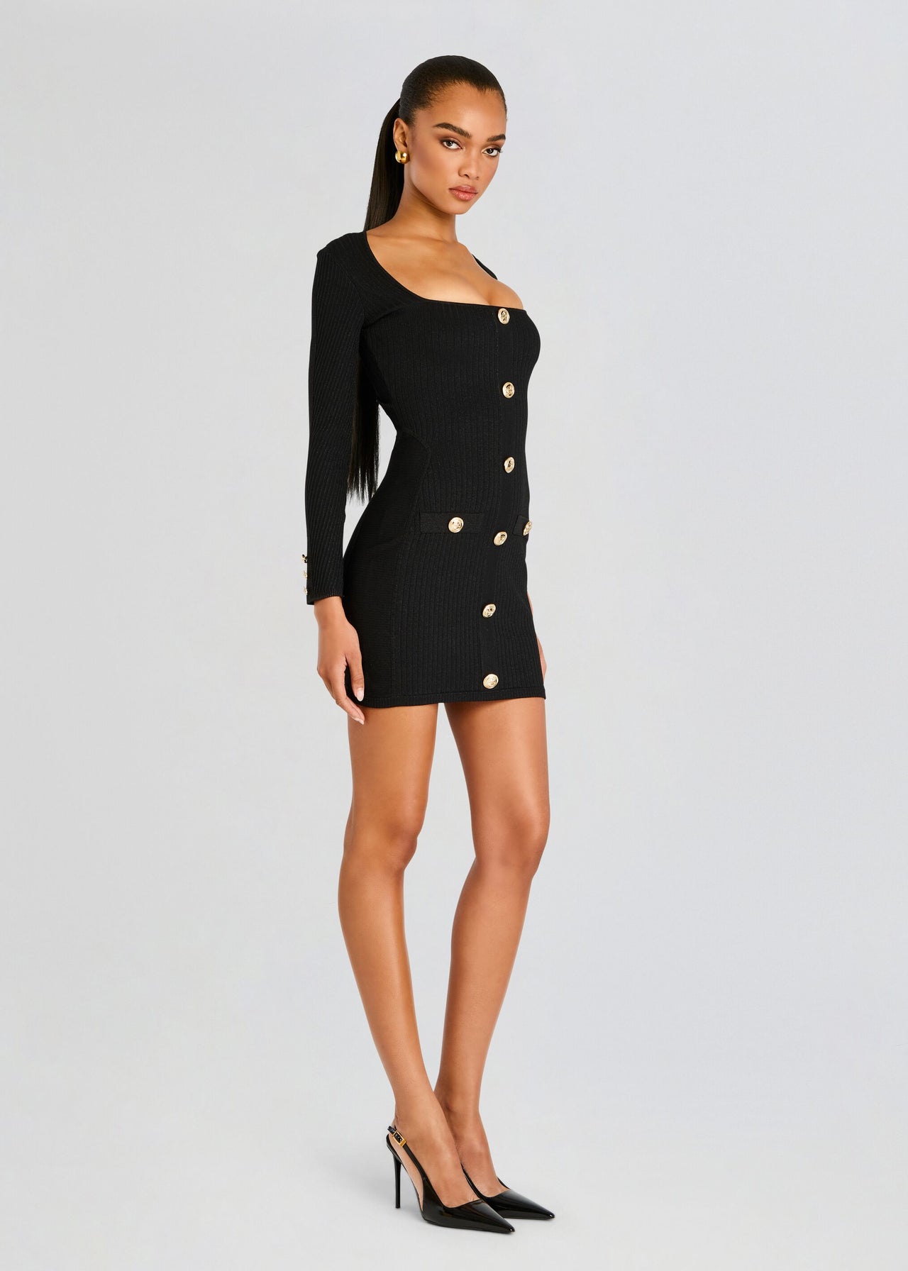 Thea Metallic Rib Knit Dress – Retrofete