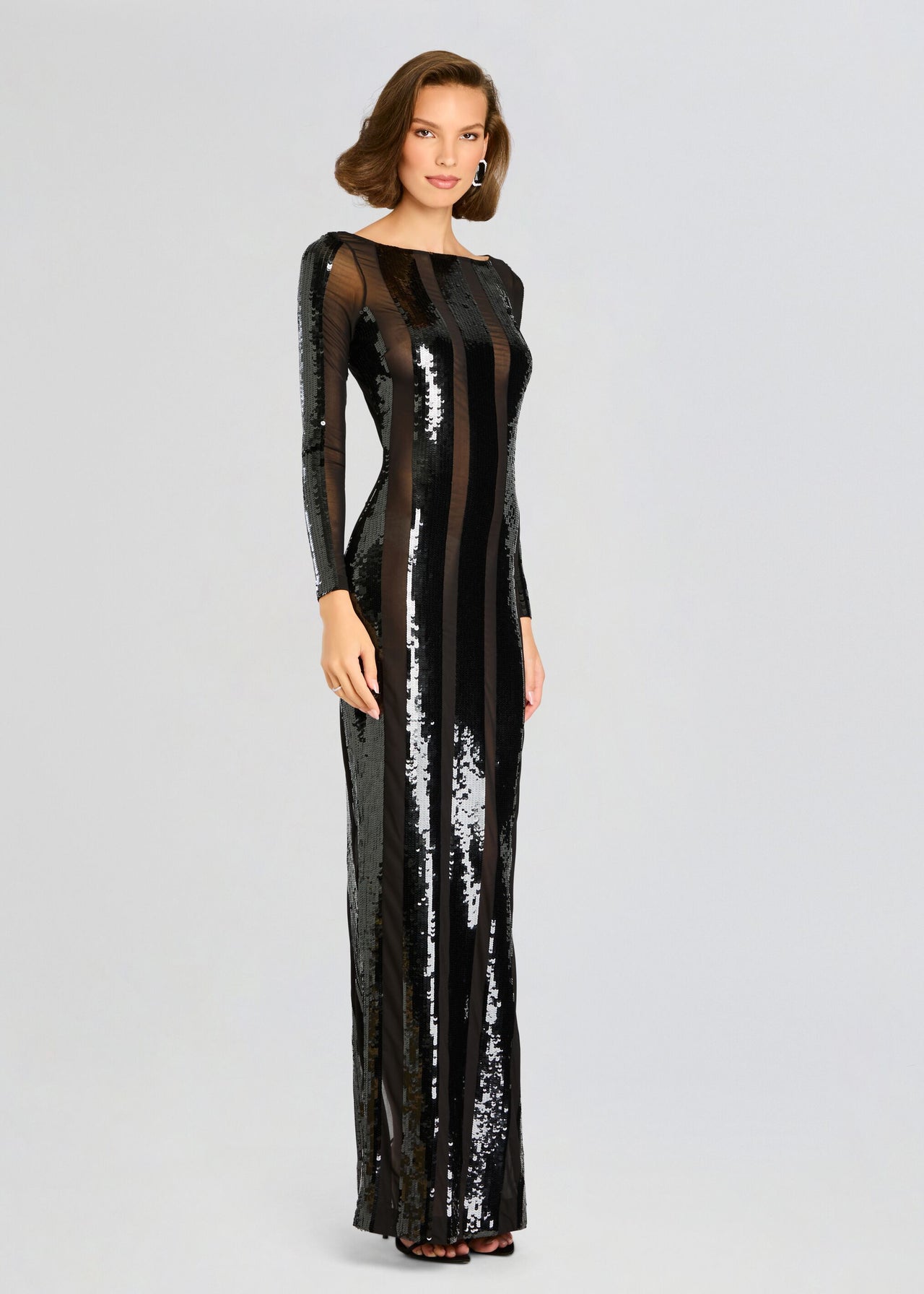 black stones for dress Elegant Tia Corset Hot Stone Gown in Black main image 1
