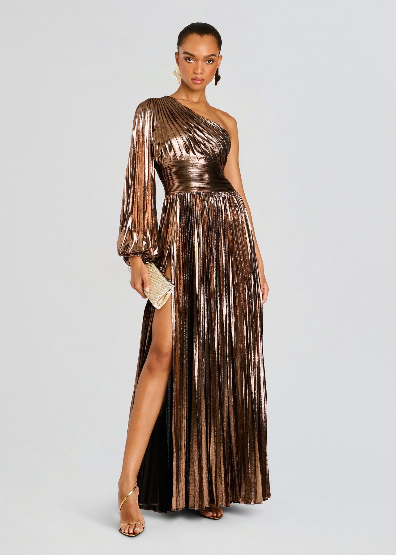 slim fit dress slacks Hide Your Flaws Maxi Dress Bronze main image 0