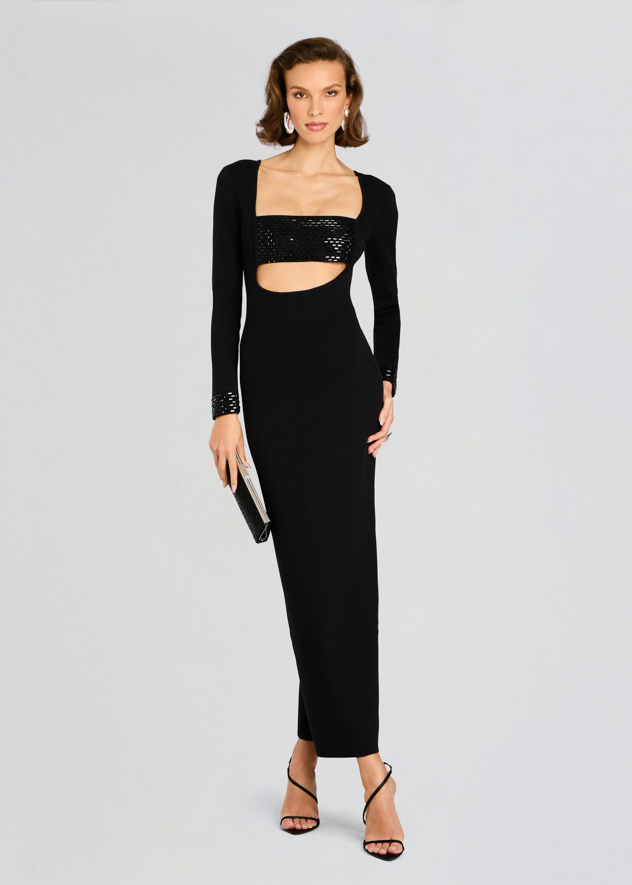 slim fit dress slacks Box Pleat Knit Dress in Black Rib main image 1