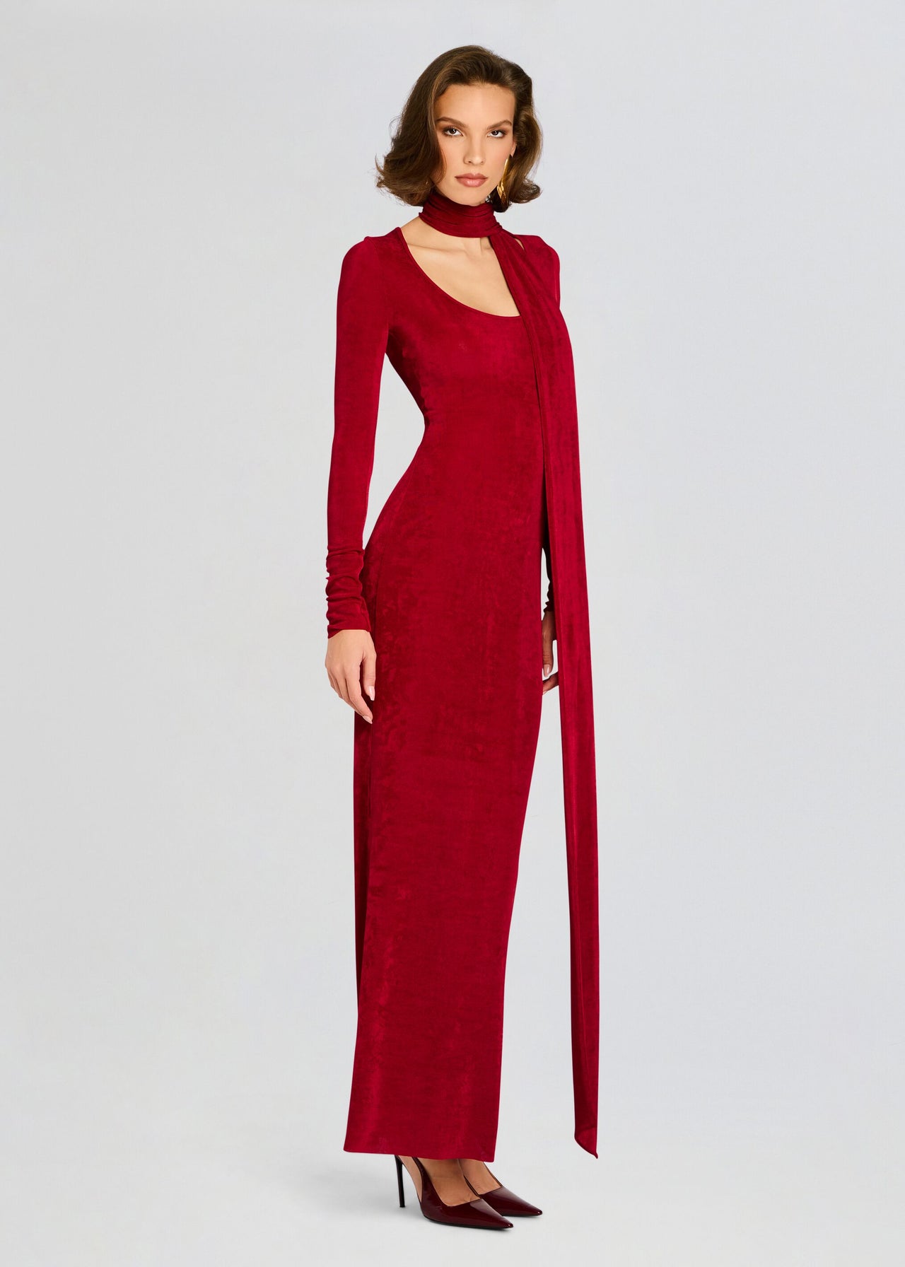 open lace back dress Red Flutter Sleeve Ruffle Maxi Dress - For The Teacher