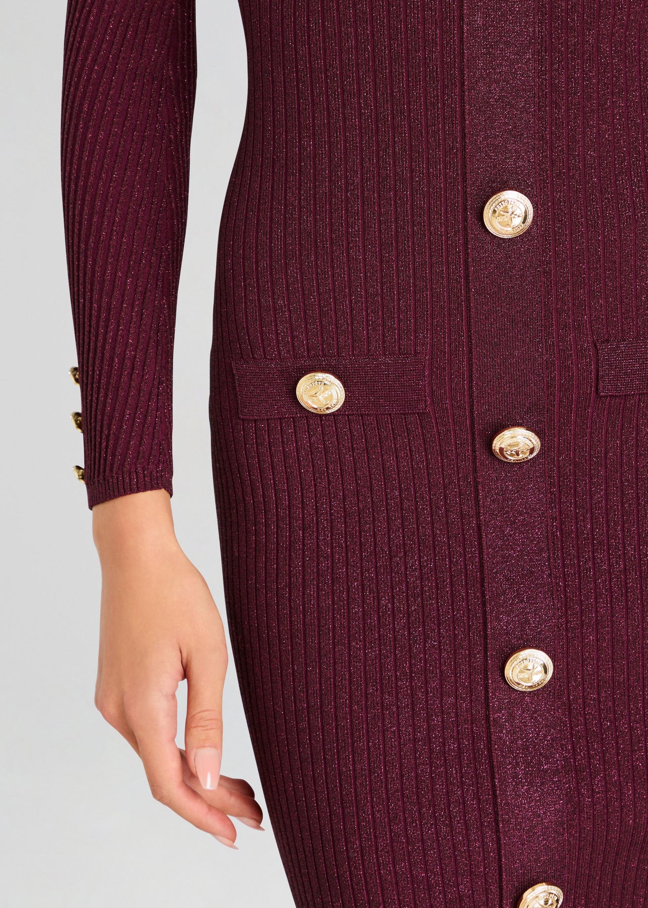 burgundy rose dress Sadelle Metallic Knit Dress – Retrofete