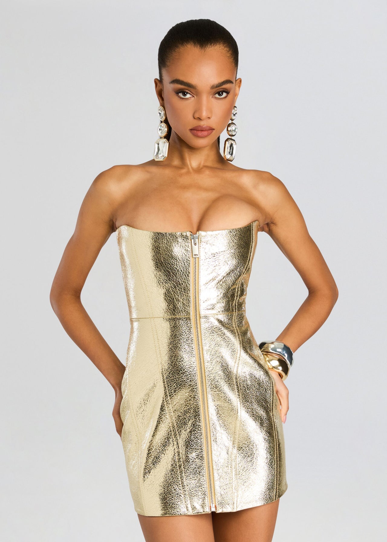 chinese dress ladies retroféte Women's Sylvie Leather Dress - White