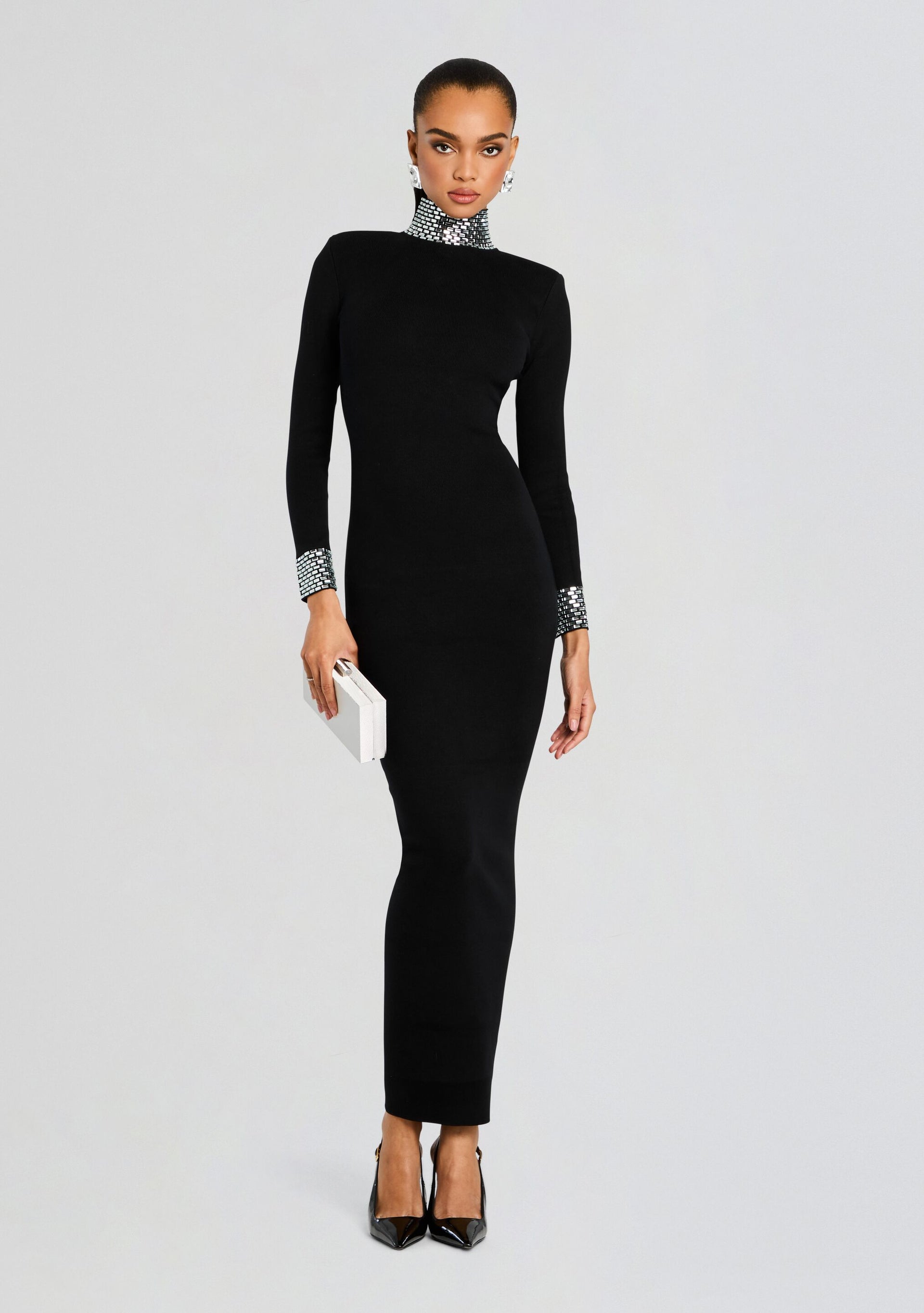 Black Embellished Knit Gown Monroe Dress Retrofête – Retrofete