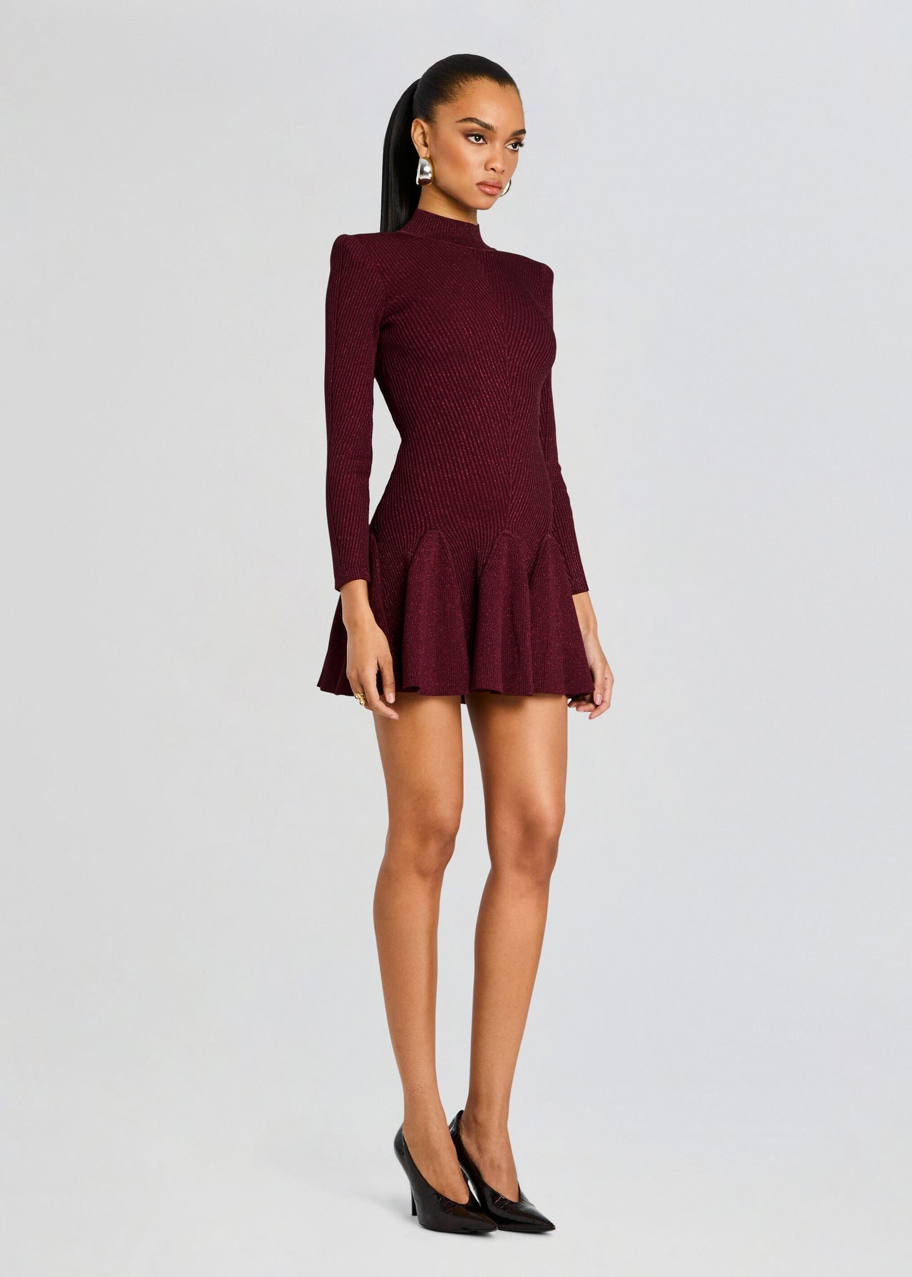 Retrofete Sydonie Knit Mini Dress - Metallic Port Retrofete Sydonie Knit Mini Dress - Metallic Port