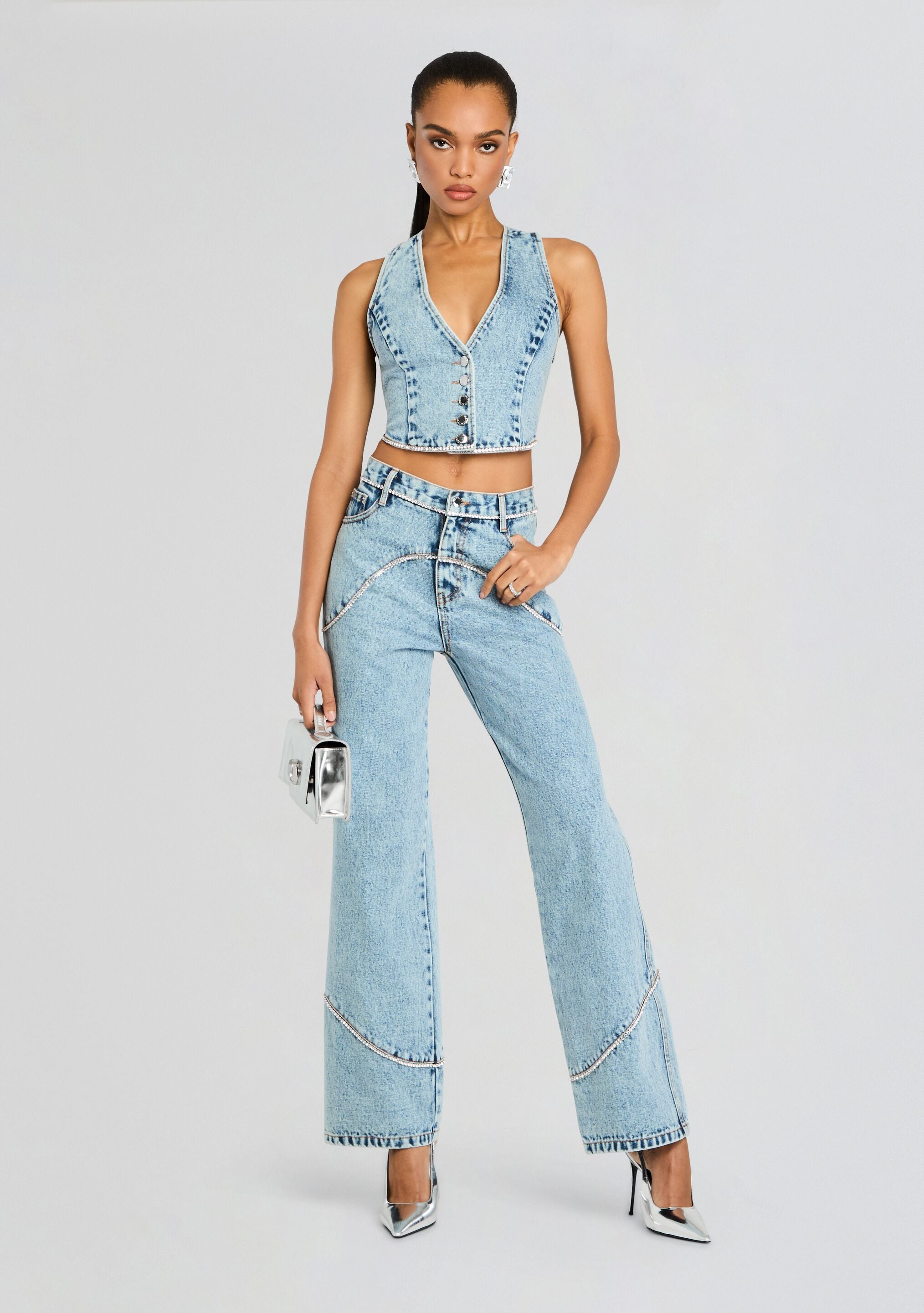 Jordi Embellished Denim Vest – Retrofete