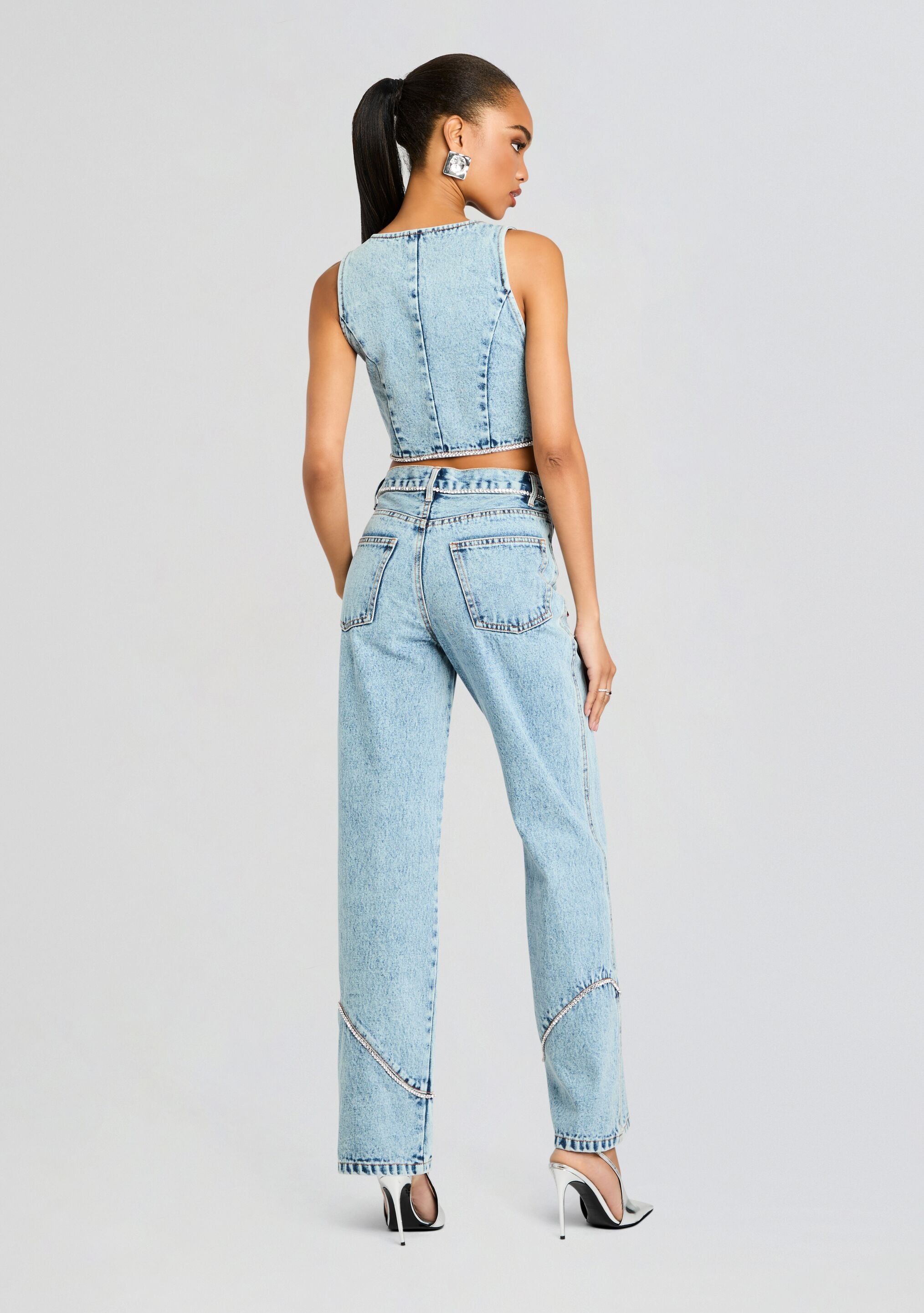 Jordi Embellished Denim Vest – Retrofete