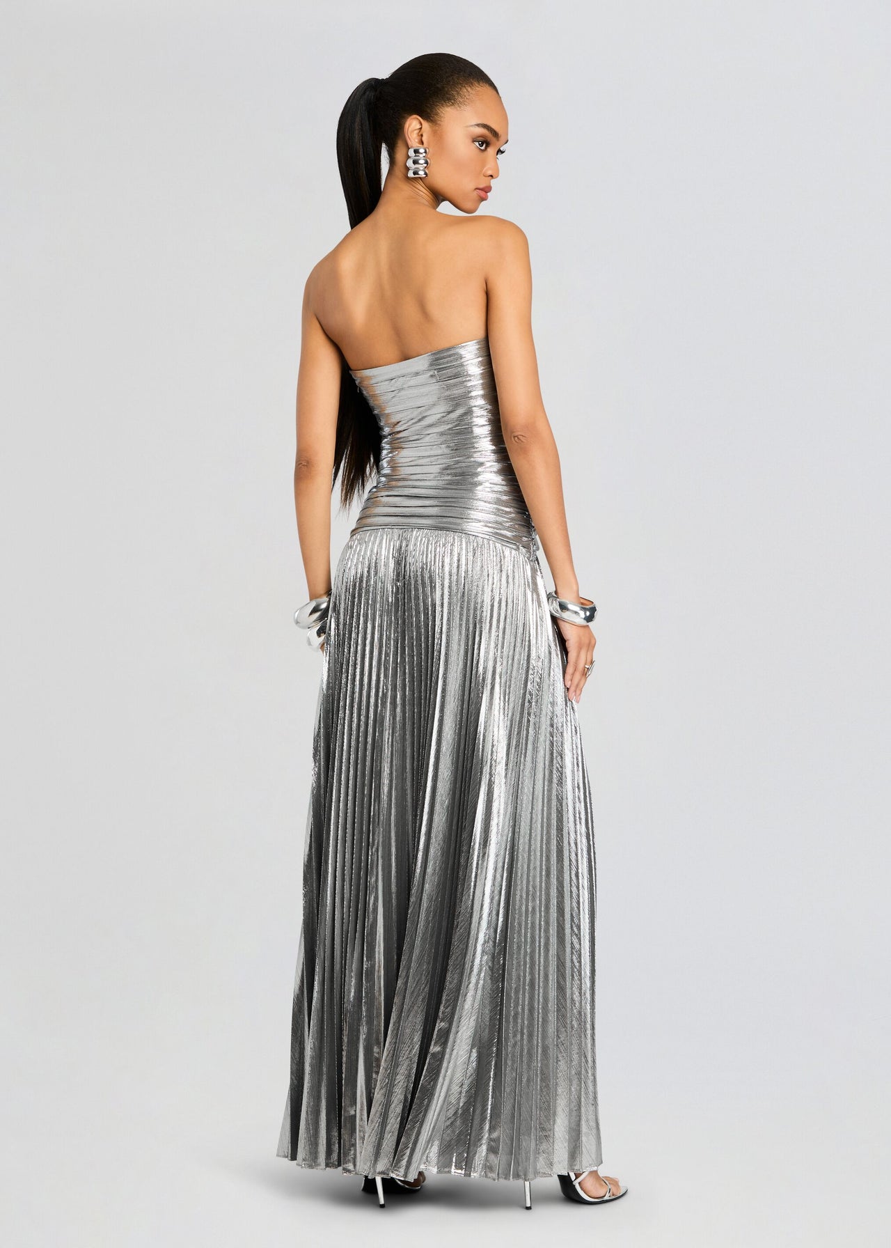 janette silver metallic maxi dress Mallory Dress – Retrofete