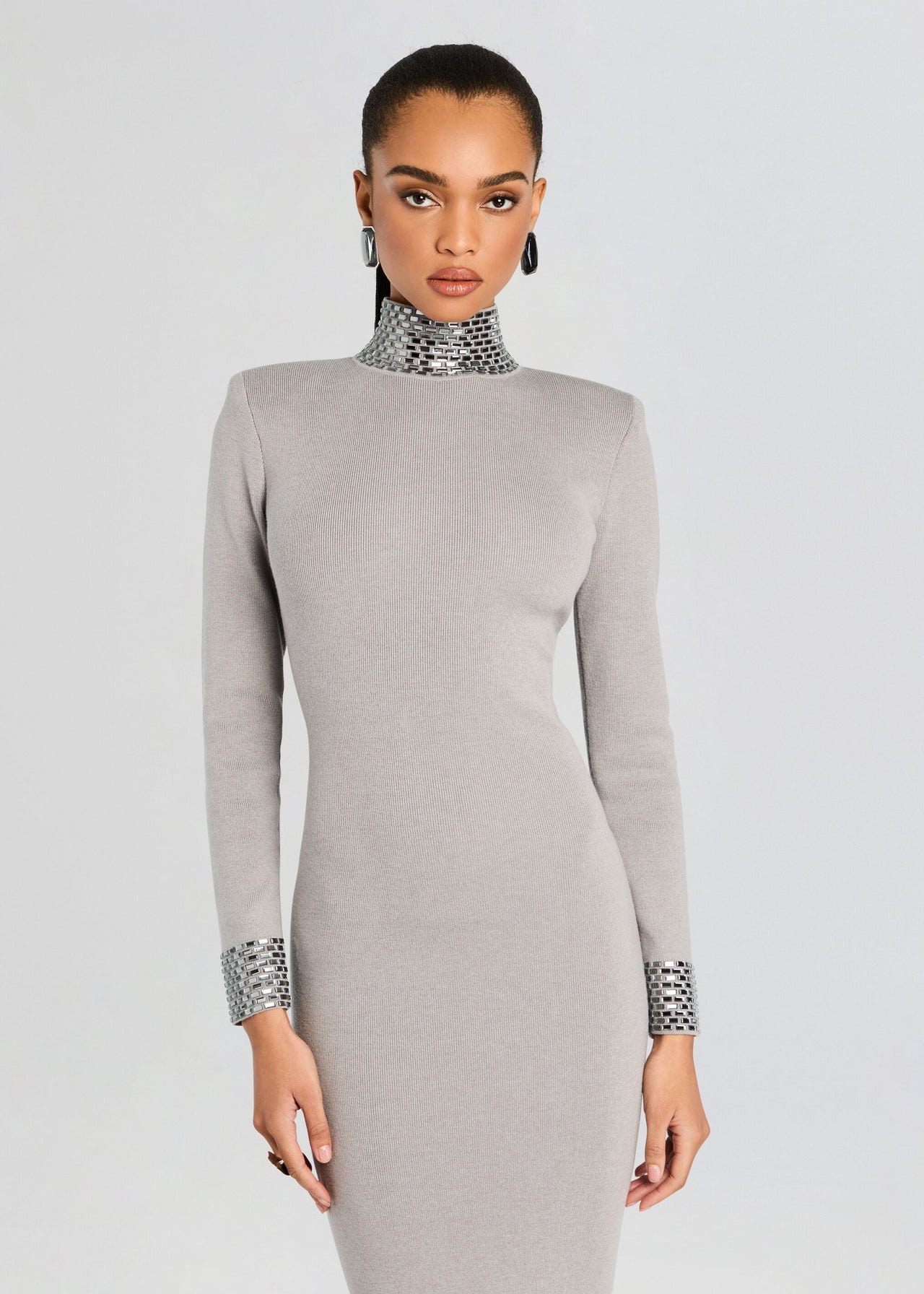 slim fit dress slacks Monroe Embellished Knit Dress – Retrofete