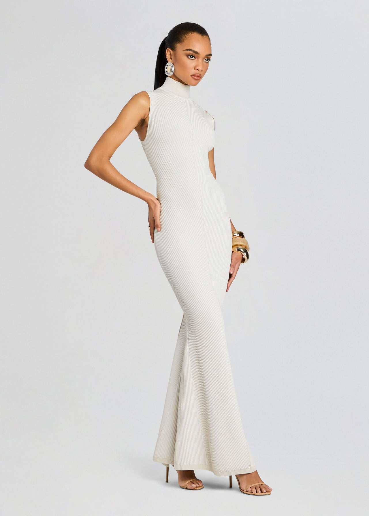 retroféte Women's Skylar Metallic Knit Dress - White