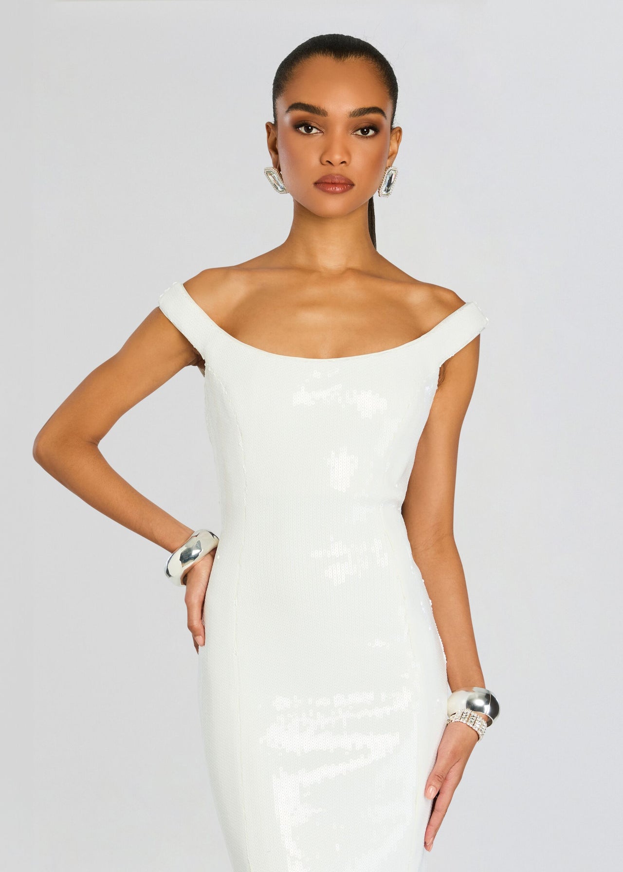 Retrofete Jazmina Sequin Dress in White