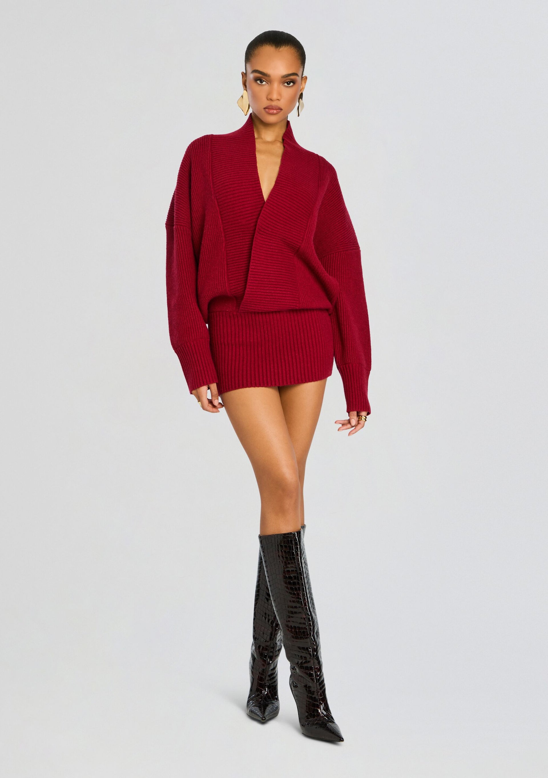 SER.O.YA Women's Neva Knit Sweater Dress - Ruby Red - Size Large