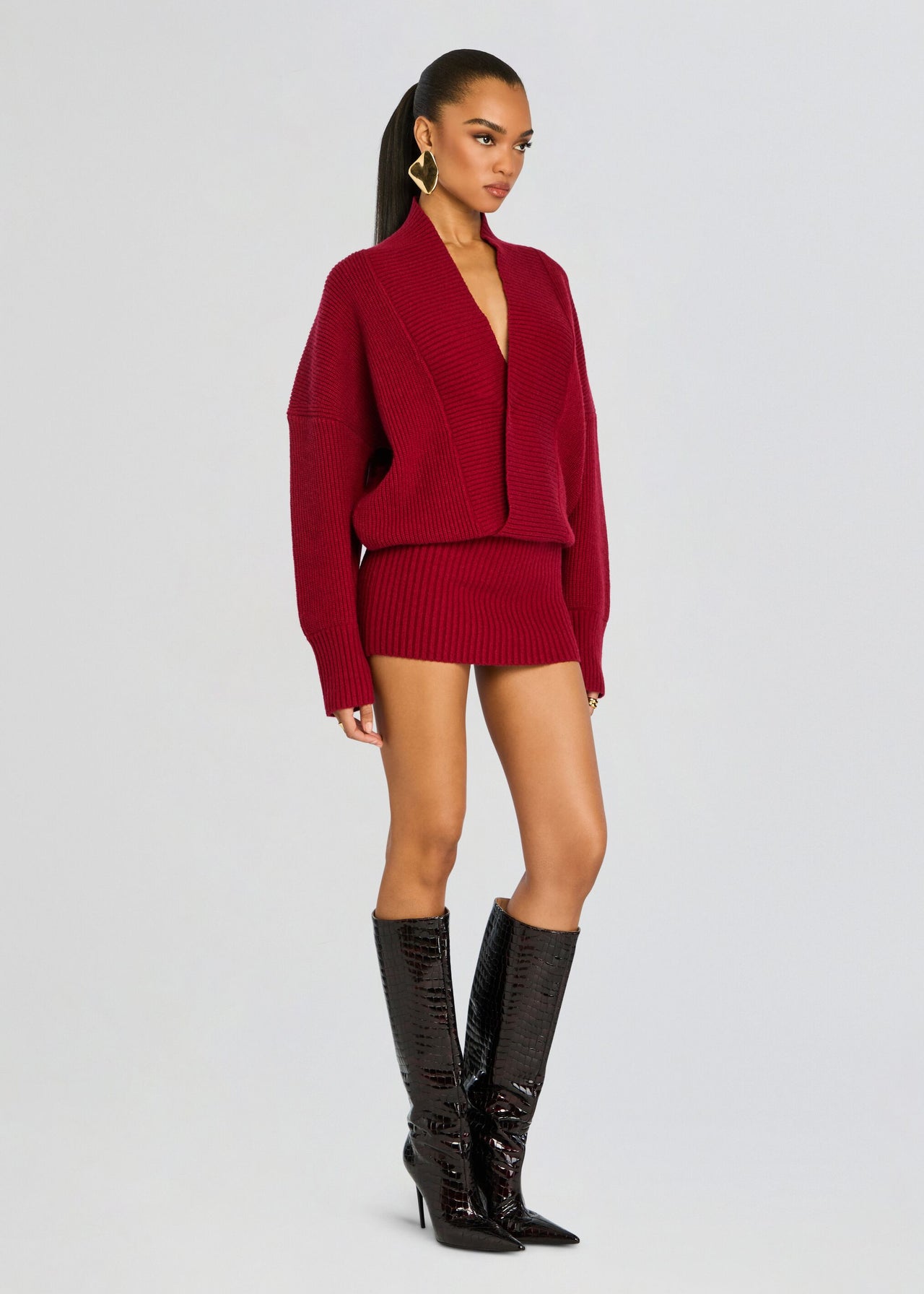 SER.O.YA Women's Neva Knit Sweater Dress - Ruby Red - Size Large SER.O.YA Women's Neva Knit Sweater Dress - Ruby Red - Size Large