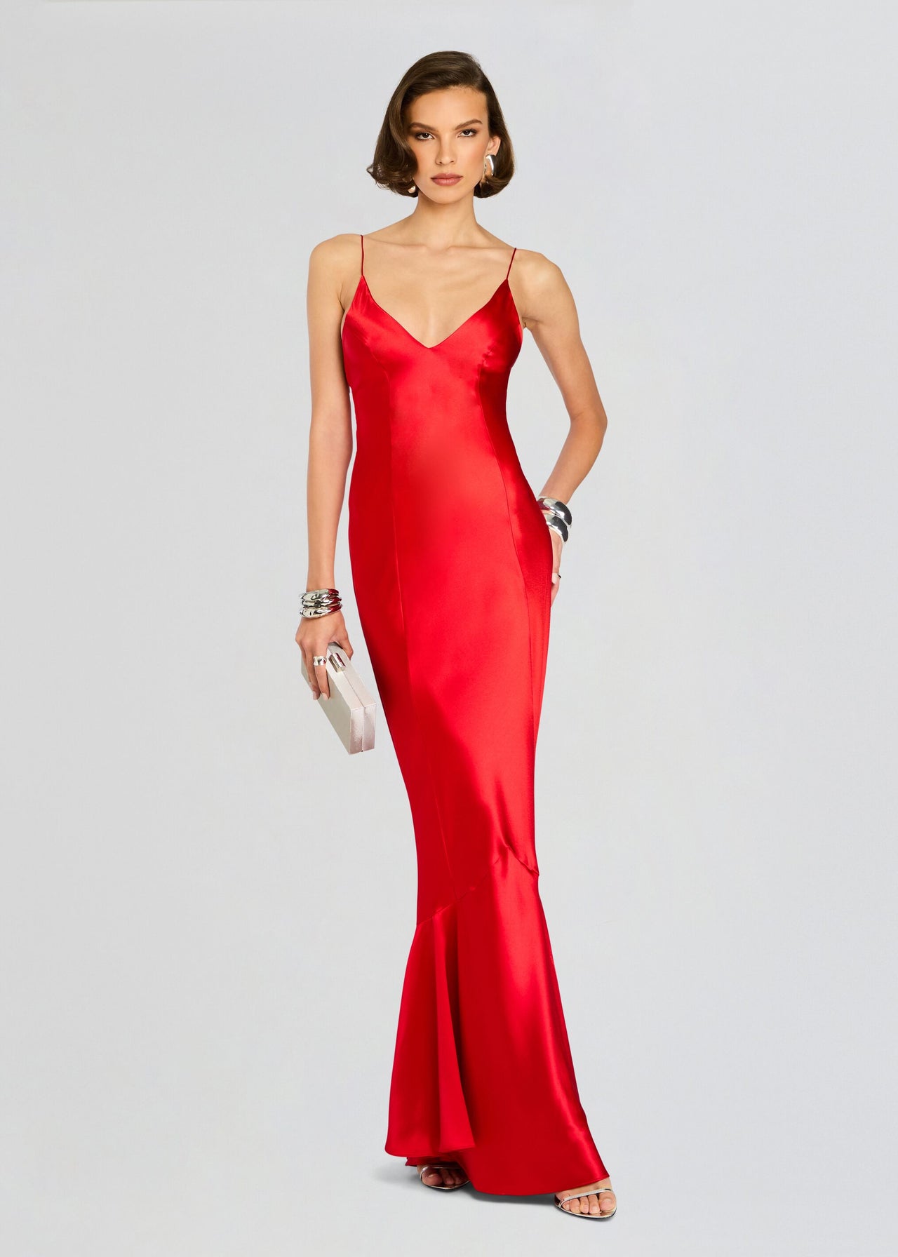 strapless open back dress Royal Red Glitter Ball Gown with 3D Floral Appliqués