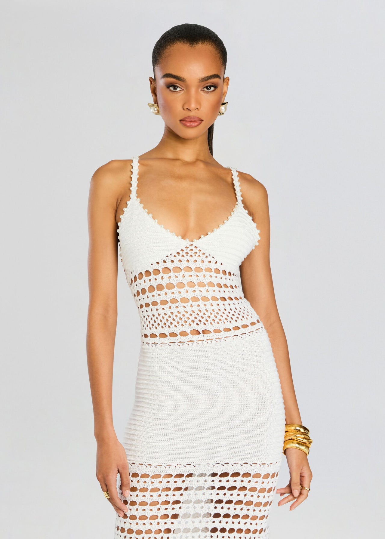 retrofte Women's Belize Metallic Crochet Dress - White - Casual Dresses retrofte Women's Belize Metallic Crochet Dress - White - Casual Dresses