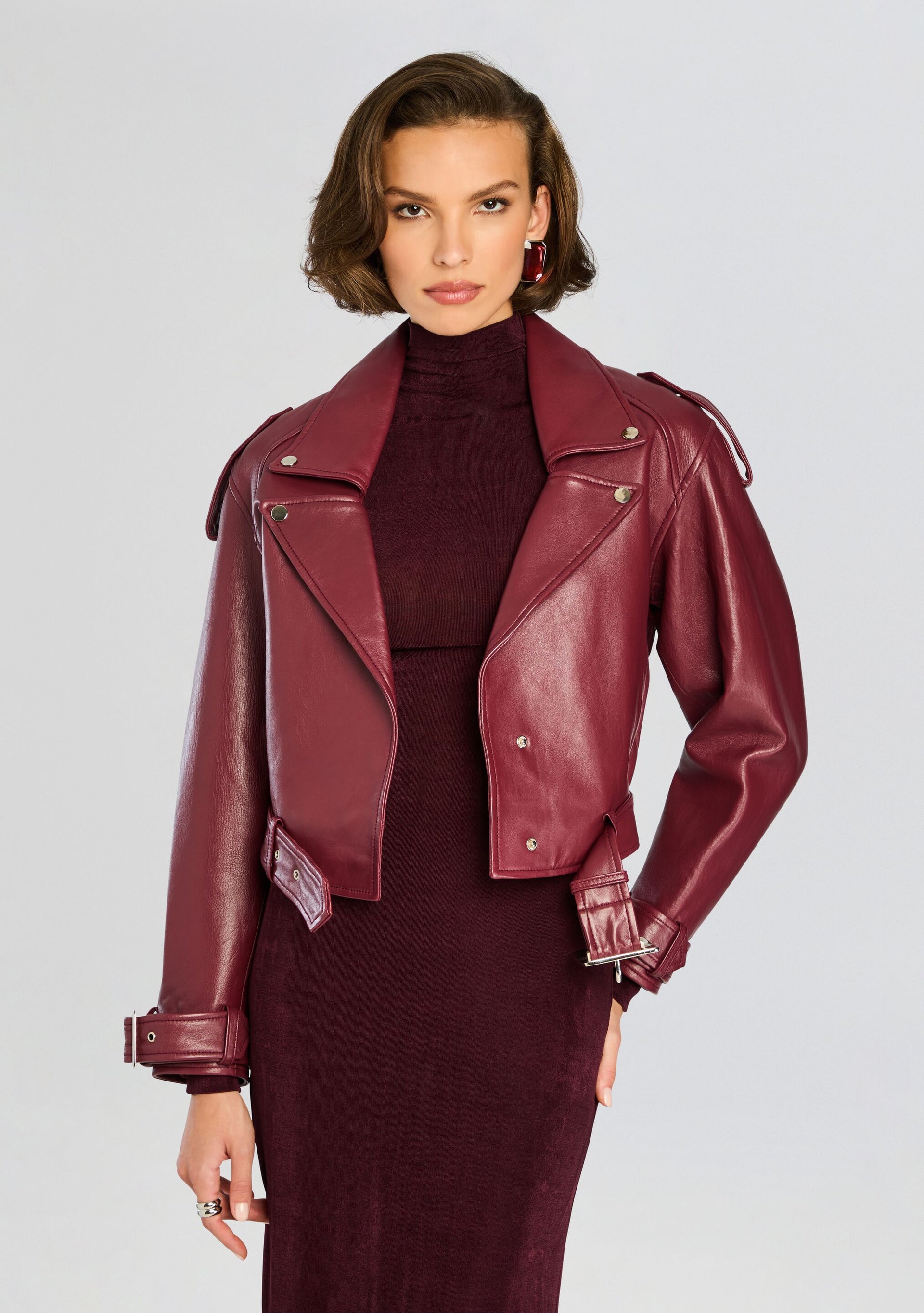 Retrofte Women's Einsley Leather Jacket - Port - Size Medium Retrofte Women's Einsley Leather Jacket - Port - Size Medium