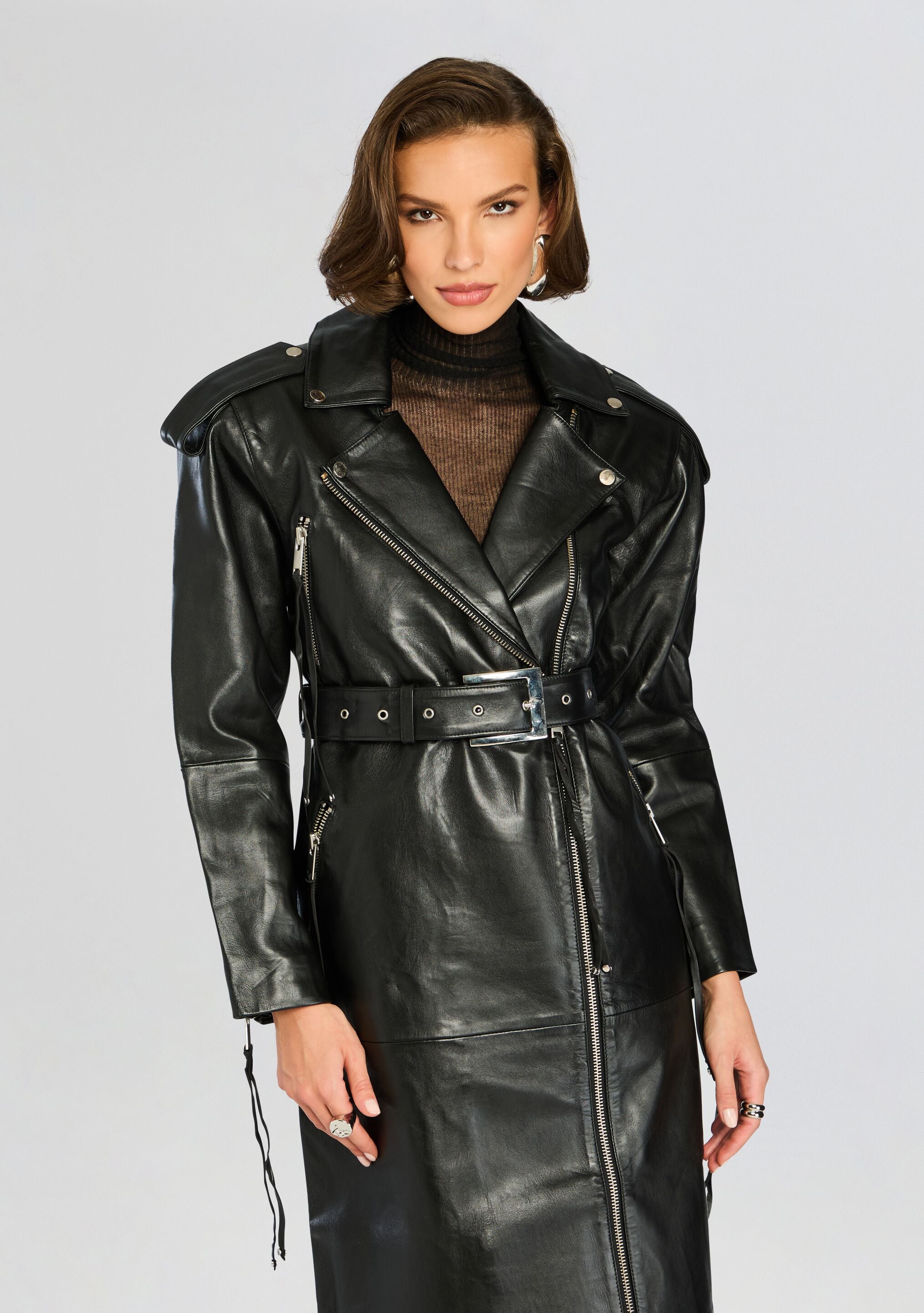 Leather trench coat selling