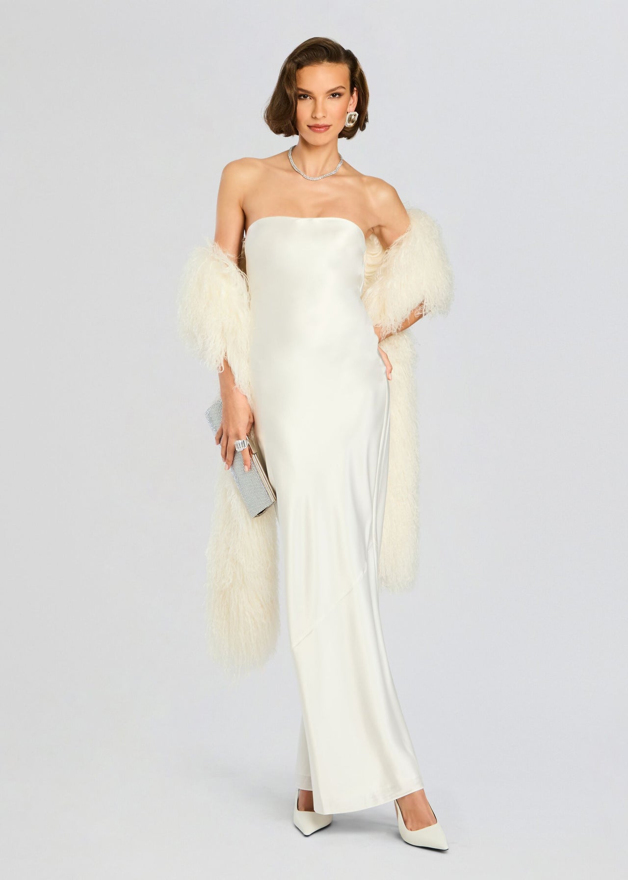 french connection shante strapless dress retroféte Women's Fur - White Orange Seashell Backless Maxi Color:Custom Color(Leave the color number in the shopping cart box) Mini dresses Every closet LowStock:42696932818995