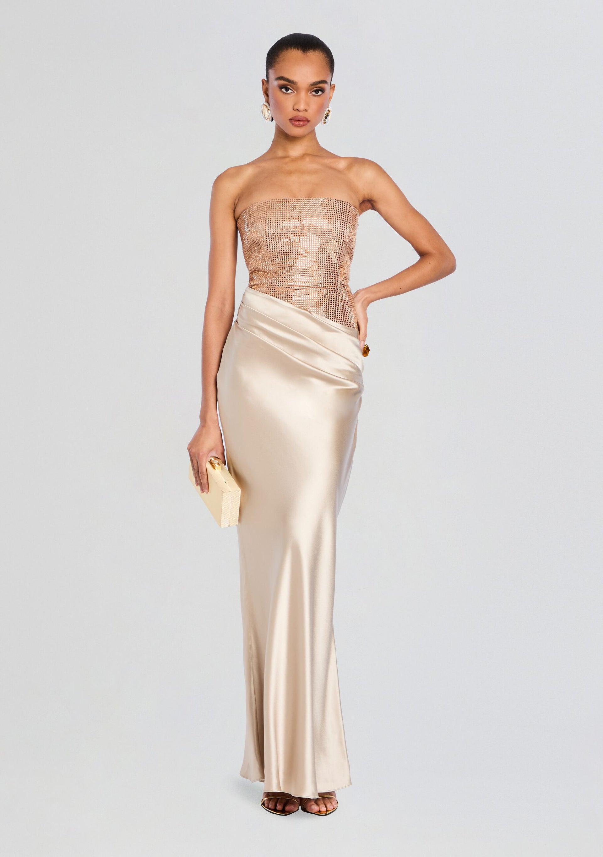 latte satin dress SHORT CUTAWAY SATIN EFFECT DRESS  SANDRO Egypt