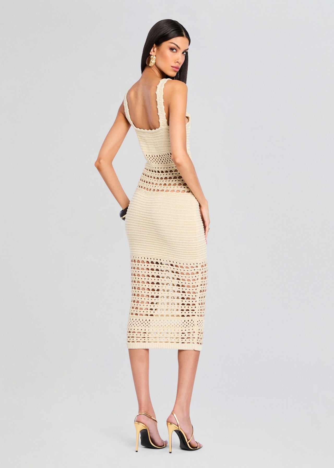Retrofête Women's Avril Crochet Dress - Ivory Gold
