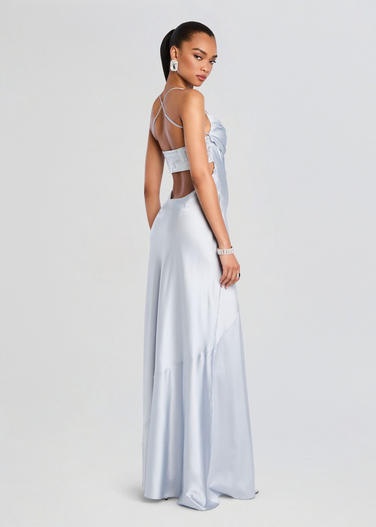 silk embellished dress Calanthe Embellished Crystal Moir Silk Mermaid Gown kalisa