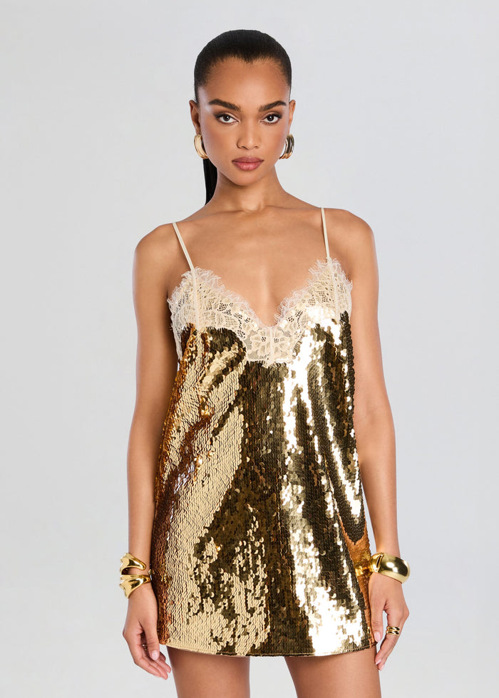 Olive Sequin Lace Dress
