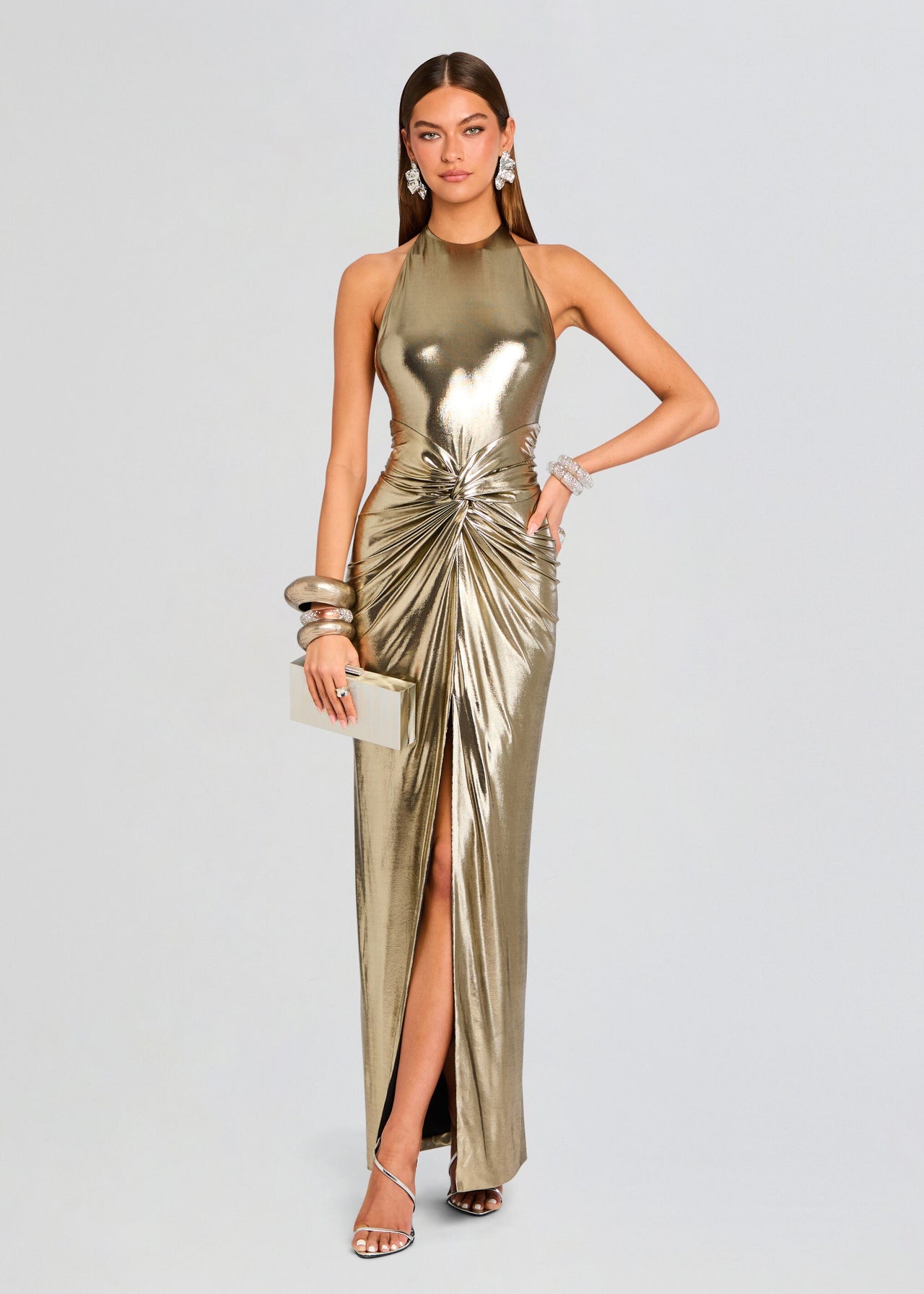 retrofete Anida Dress in Metallic Gold retrofete Anida Dress in Metallic Gold
