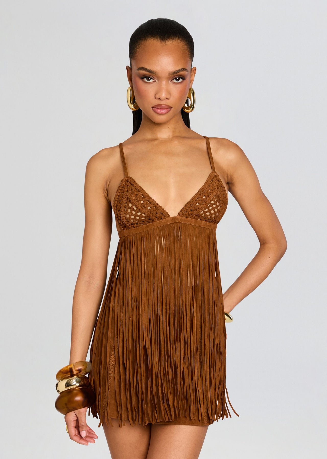Jacinta Suede Fringe Bra  Retrofete