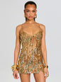 Saros Feather Sequin Crochet Dress