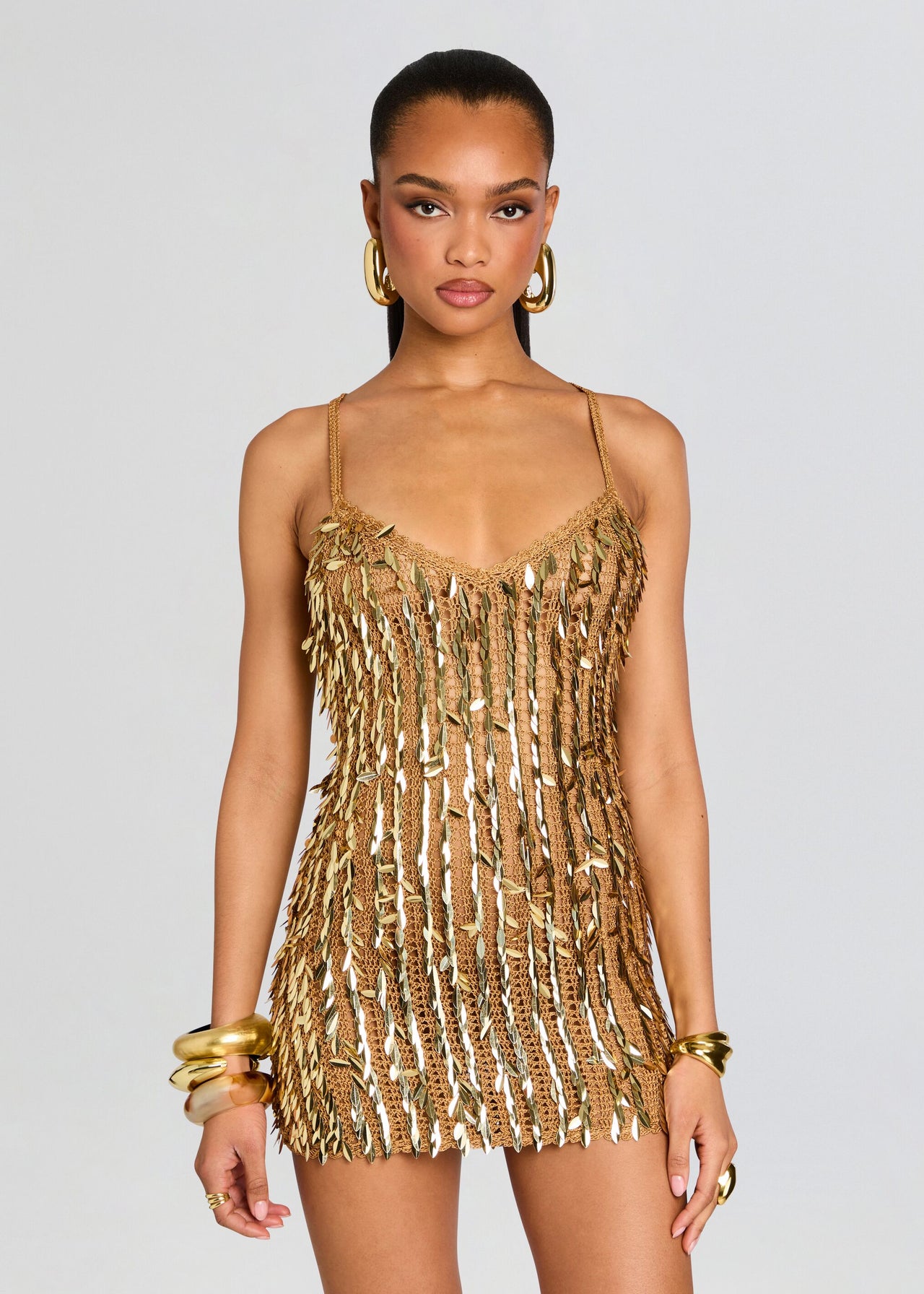 saros feather sequin crochet dress Saros Feather Sequin Crochet Dress  Retrofete